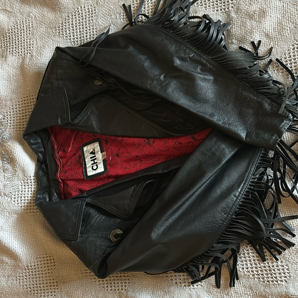 Leather jacket/ crop moto real leather jacket